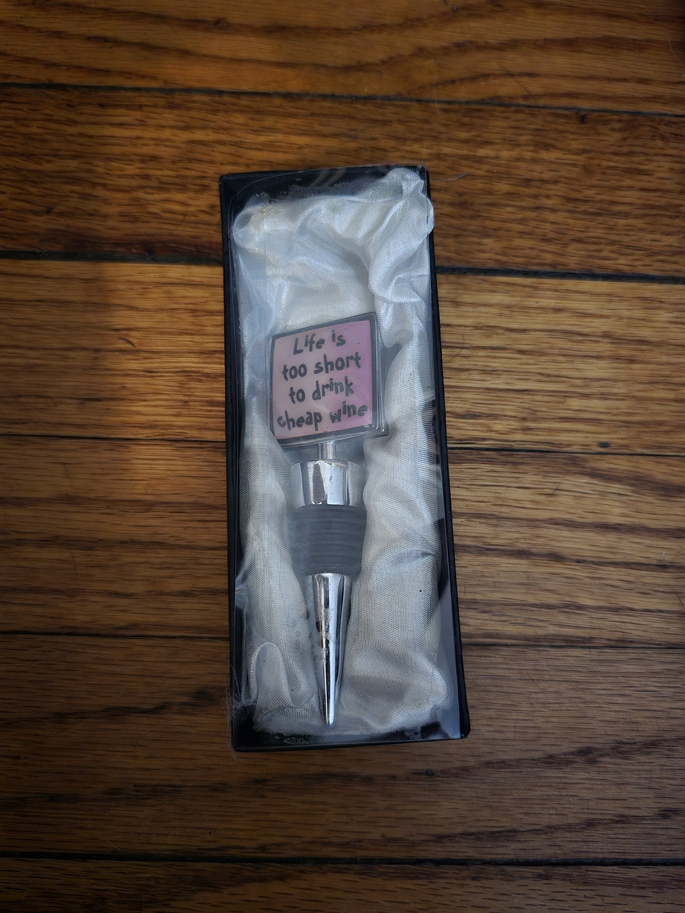 Pink Quote Wine Bottle Stopper - "Life is too short to drink cheap wine"